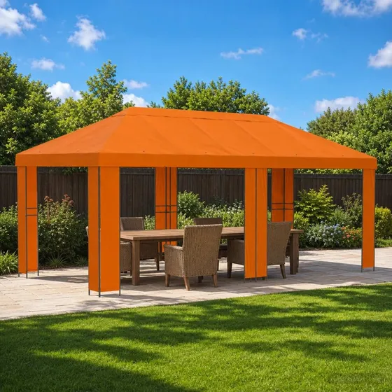 vidaXL Havepavillon 6 x 3 m Orange Polyester 190 gsm & Stål
