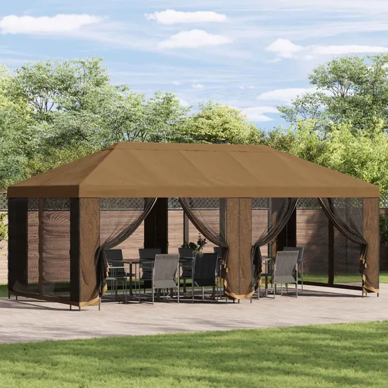 vidaXL Pavillon 6x3 m Beige Polyester og Stål med Mesh-vægge
