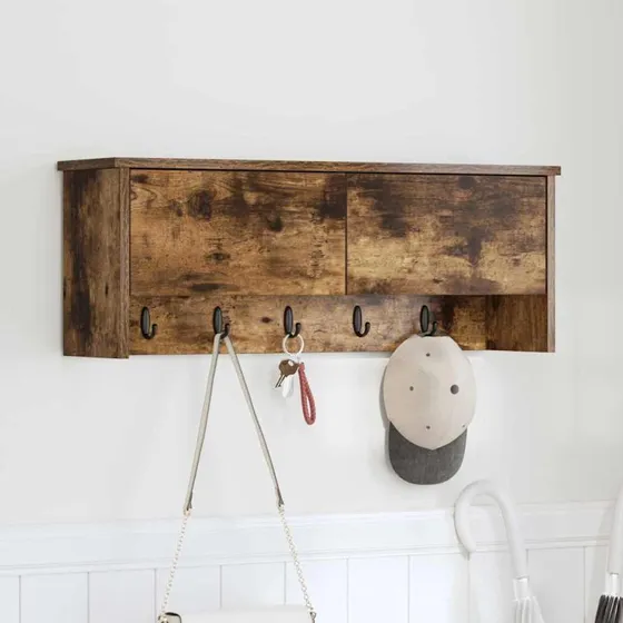 vidaXL Vægmonteret Jakkeholder Røget Eg 80 x 20 x 30 cm