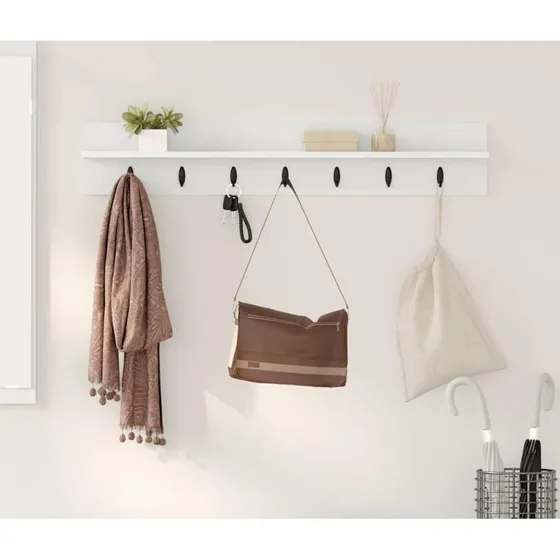 vidaXL Vægmonteret Jakkeholder Hvid 100 x 10,5 x 18 cm Konstrueret Træ