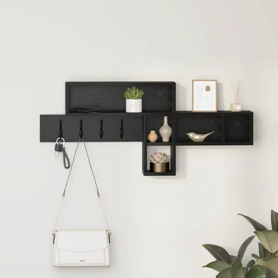 vidaXL Vægmonteret Jakkeholder Sort 100 x 12 x 43,5 cm