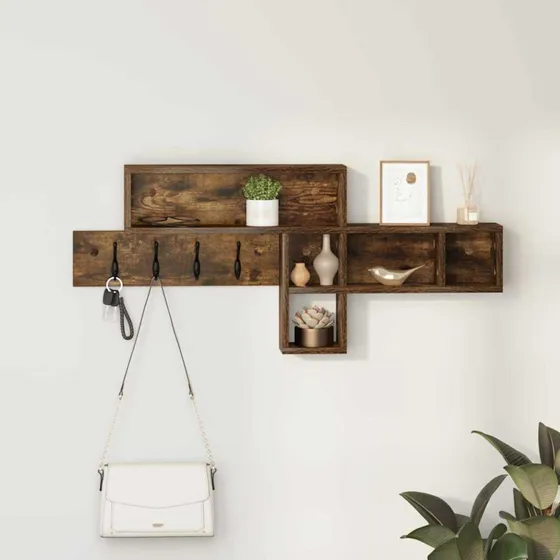 vidaXL Vægmonteret Jakkeholder Røget Eg 100 x 12 x 43,5 cm