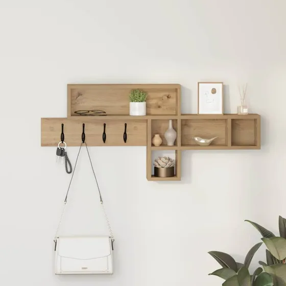vidaXL Vægmonteret Jakkeholder Artisan Egetræ 100 x 12 x 43,5 cm
