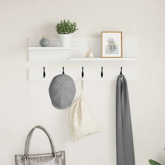 vidaXL Vægmonteret Jakkeholder Hvid 90x15x36 cm Træ
