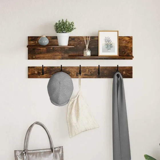 vidaXL Vægmonteret Jakkeholder Røget Eg 90 x 15 x 36 cm