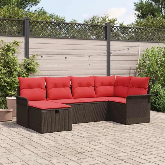 vidaXL Havesofa-sæt 6 pers. med opbevaring i poly rattan
