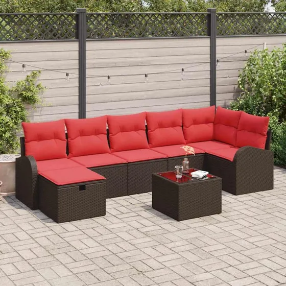 vidaXL Havesofa Sæt 8 del, brun polyrattan med opbevaring