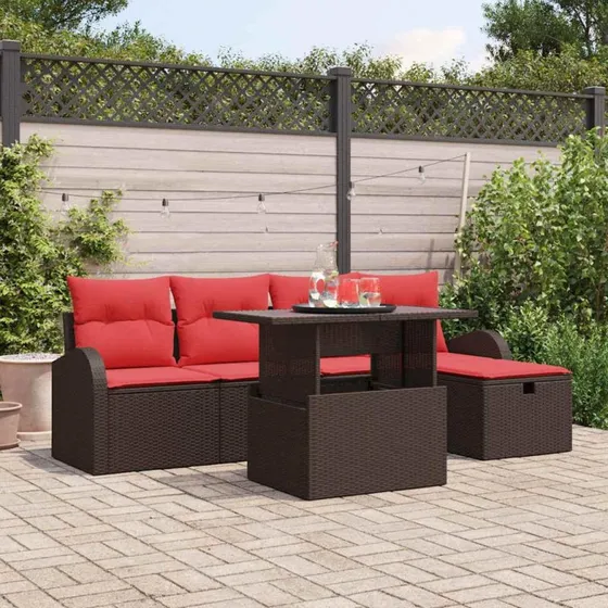 Rattan Home Modulært Havesofa Sæt 6-del, Brun