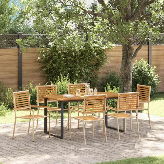 vidaXL Have Spisebordssæt 7 pc Beige Akacietræ