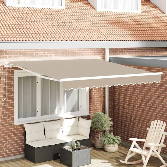 vidaXL Udtrækkelig Markise Beige 350 x 250 cm