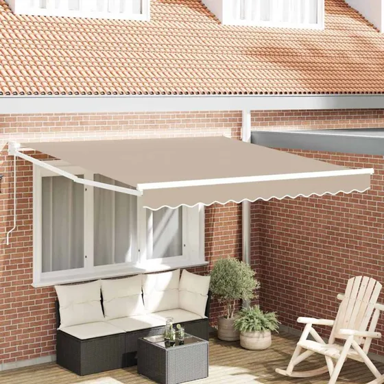 vidaXL Udtrækkelig Markise Beige 350 x 250 cm