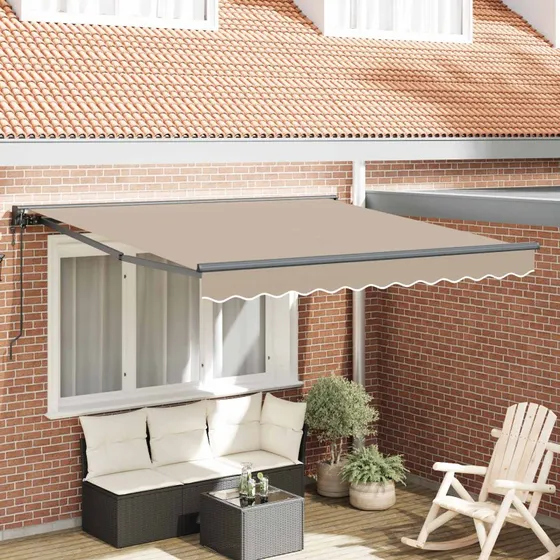 vidaXL Markiseramme Beige 350 x 250 cm med PU-belægning
