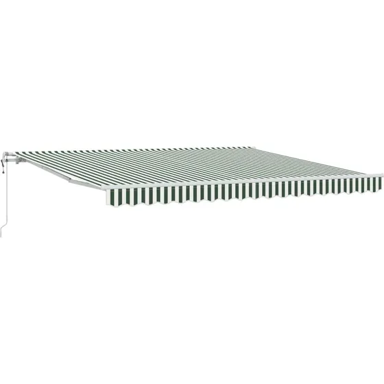 vidaXL Udtrækkelig Markise 400×300 cm Grøn/Hvid Stof & Aluminium