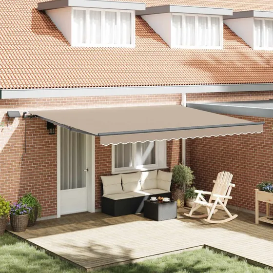 vidaXL Udtrækkelig Markise Beige 450 × 300 cm Stof & Aluminium