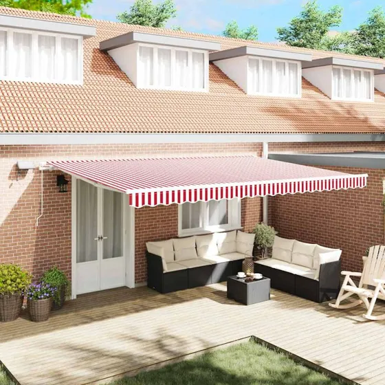 vidaXL Udtrækkelig Markise Rød/Hvid 500×300 cm