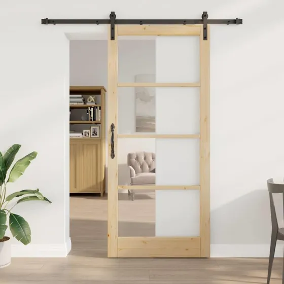 vidaXL ORKDAL Skydedør 93 x 211 cm Naturlig/Sort