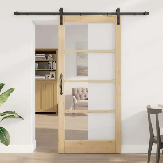 vidaXL ORKDAL Skydedør 93 x 202 cm Naturlig/Sort