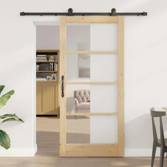vidaXL ORKDAL Skydedør 93 x 202 cm naturlig/sort