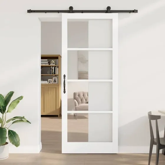 vidaXL ORKDAL Skydedør 93 x 232 cm Hvid/Sort