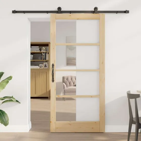 vidaXL ORKDAL Skydedør 93 x 202 cm Naturlig/Sort