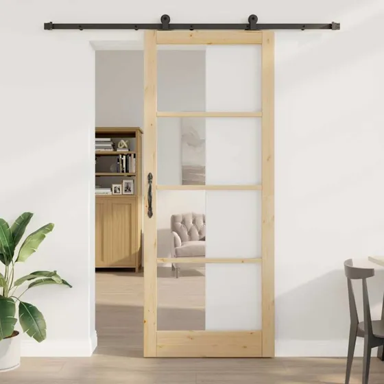 vidaXL ORKDAL Skydedør Naturfarvet Fyrretræ 93 x 232 cm