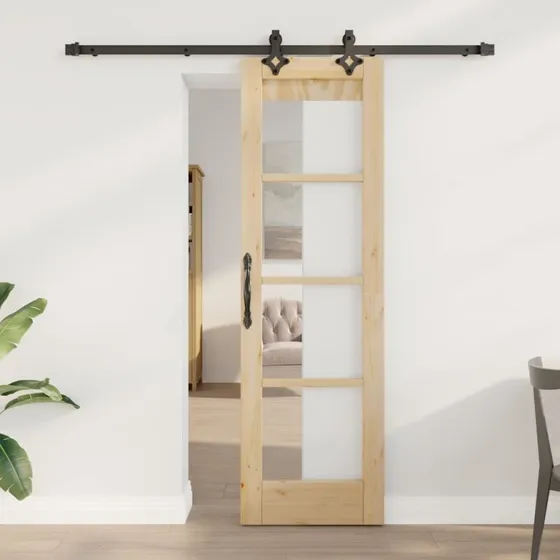 vidaXL ORKDAL Skydedør Naturlig/Sort 61 x 198,5 cm