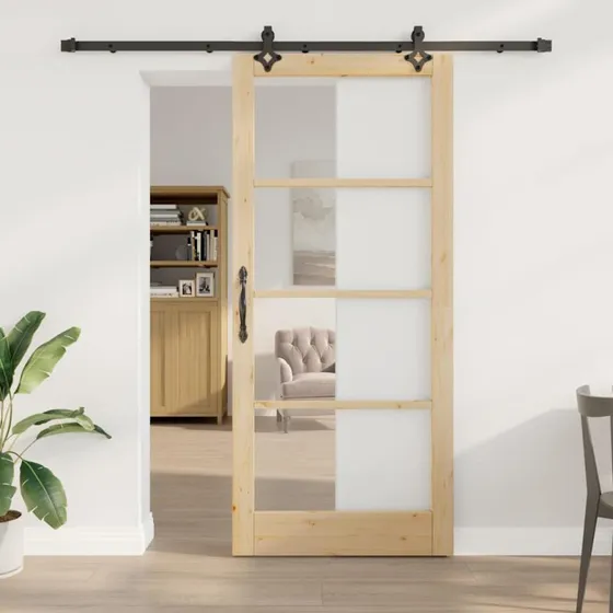vidaXL ORKDAL Skydedør Naturlig/Sort 93 x 211 cm