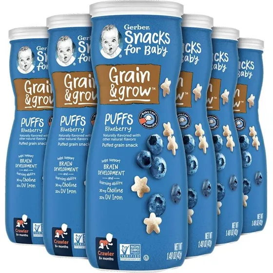Gerber Blueberry Puffs 1,48 oz – 6 stk.