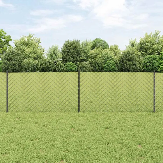 vidaXL Kæde-link hegn 25 x 0,6 m grå PVC-belagt stål