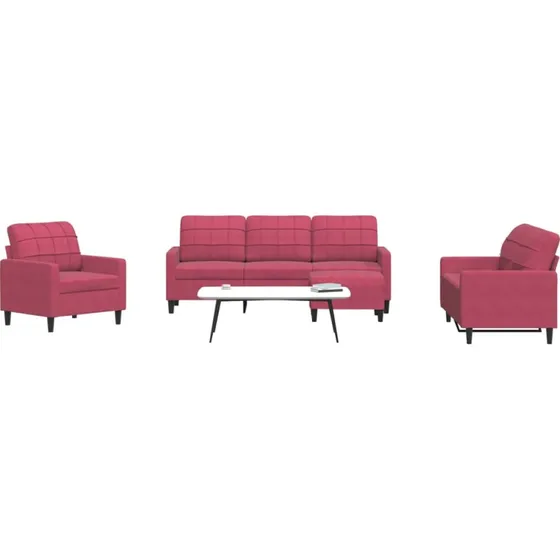 vidaXL sofasæt 4 dele med hynder vinrød