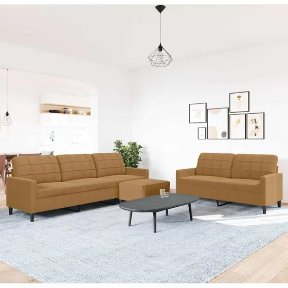 vidaXL sofasæt 3 dele med hynder brun