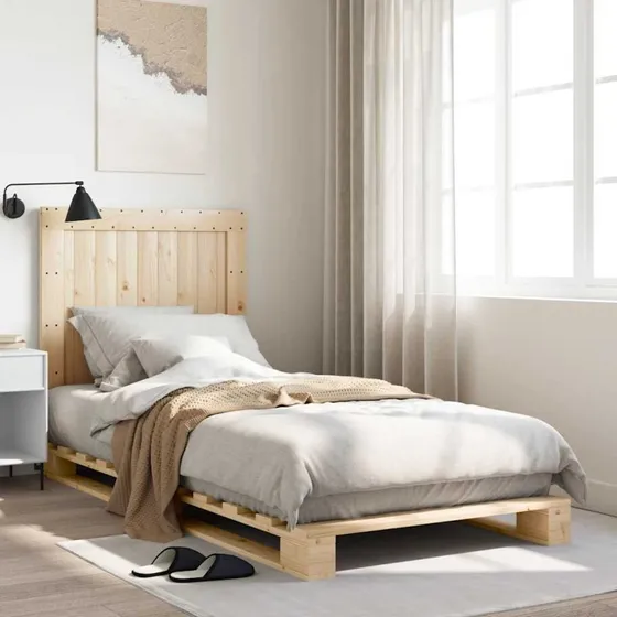 vidaXL Sengeramme 90x200 cm i massivt fyrretræ med sengegavl