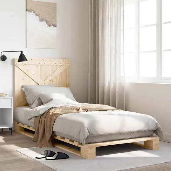 vidaXL Sengeramme 90x200 cm i massivt fyrretræ med sengegavl
