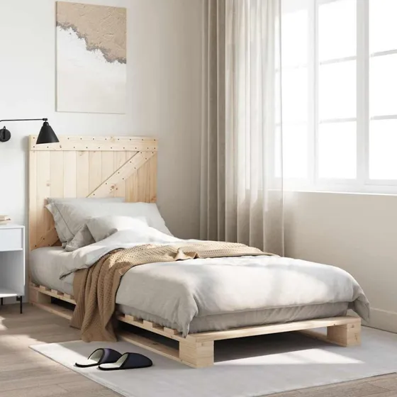 vidaXL Sengeramme 90x200 cm i massivt fyrretræ med sengegavl