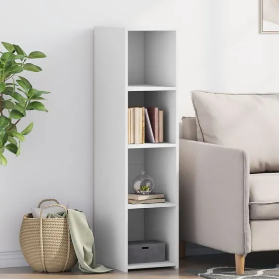 vidaXL Høj reol 30x41x124 cm i konstrueret træ, hvid