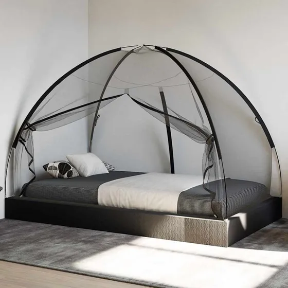 vidaXL kuppelformet myggenet 200x120x130 cm sort med døre