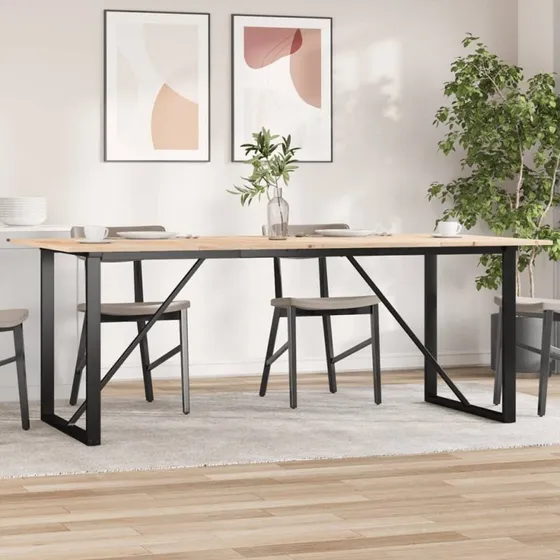 vidaXL spisebord 200x100x75 cm massivt fyrretræ og stål