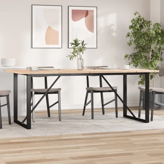 vidaXL Spisebord 200x100x75,5 cm i massiv fyrretræ med O-stel i stål