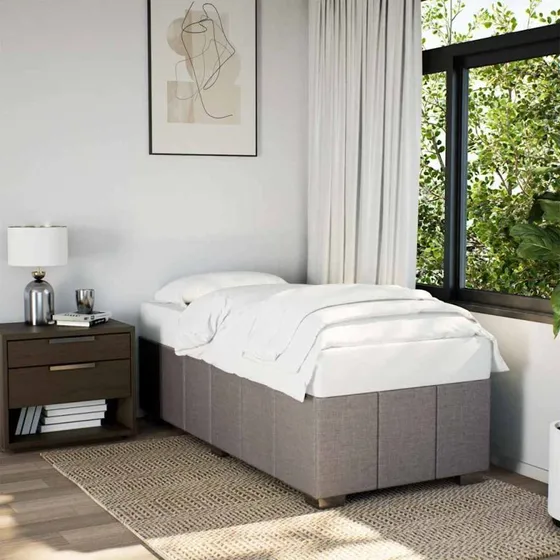 vidaXL Sengeramme i stof, taupe, 100x200 cm uden madras