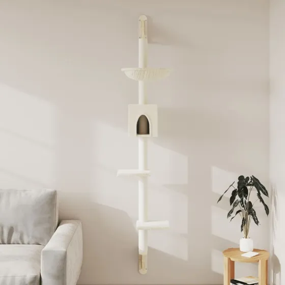 vidaXL væghængt kradsetræ 187 cm creme med sisalstolpe