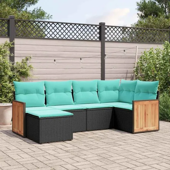 vidaXL havesofasæt 6-personer sort polyrattan