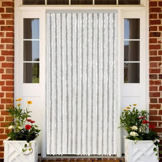 vidaXL Flueforhæng 118x220 cm chenille lysegrå/hvid