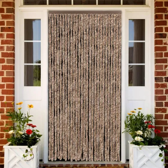 vidaXL Flueforhæng 118x220 cm chenille beige/mørkebrun