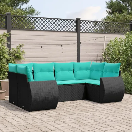 vidaXL havesofasæt 6-personer sort polyrattan