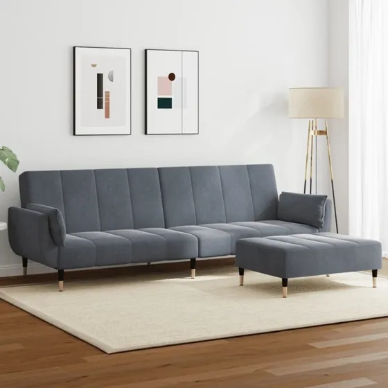 vidaXL 2-personers sovesofa med fodskammel mørkegrå