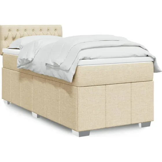vidaXL Kontinentalseng 90x200 cm med madras, cremefarvet