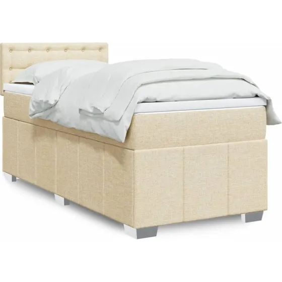 vidaXL Kontinentalseng 100x200 cm med madras, cremefarvet