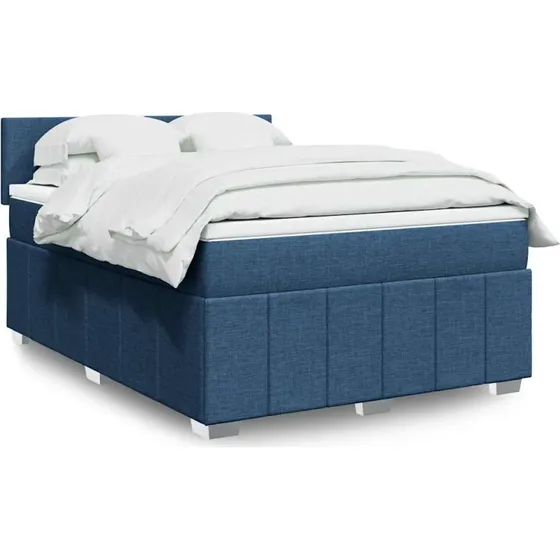 vidaXL Kontinentalseng 140x190 cm med pocketfjedremadras, blå stof