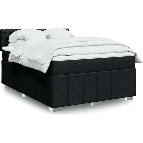 vidaXL Kontinentalseng 140x190 cm med Madras, Sort Stof