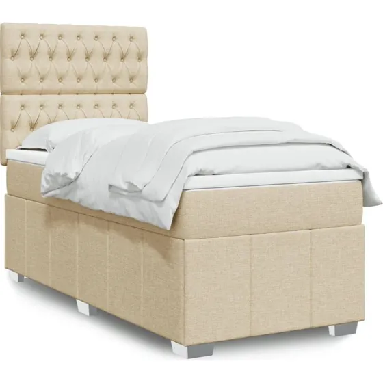 vidaXL Kontinentalseng 90x200 cm med madras, cremefarvet